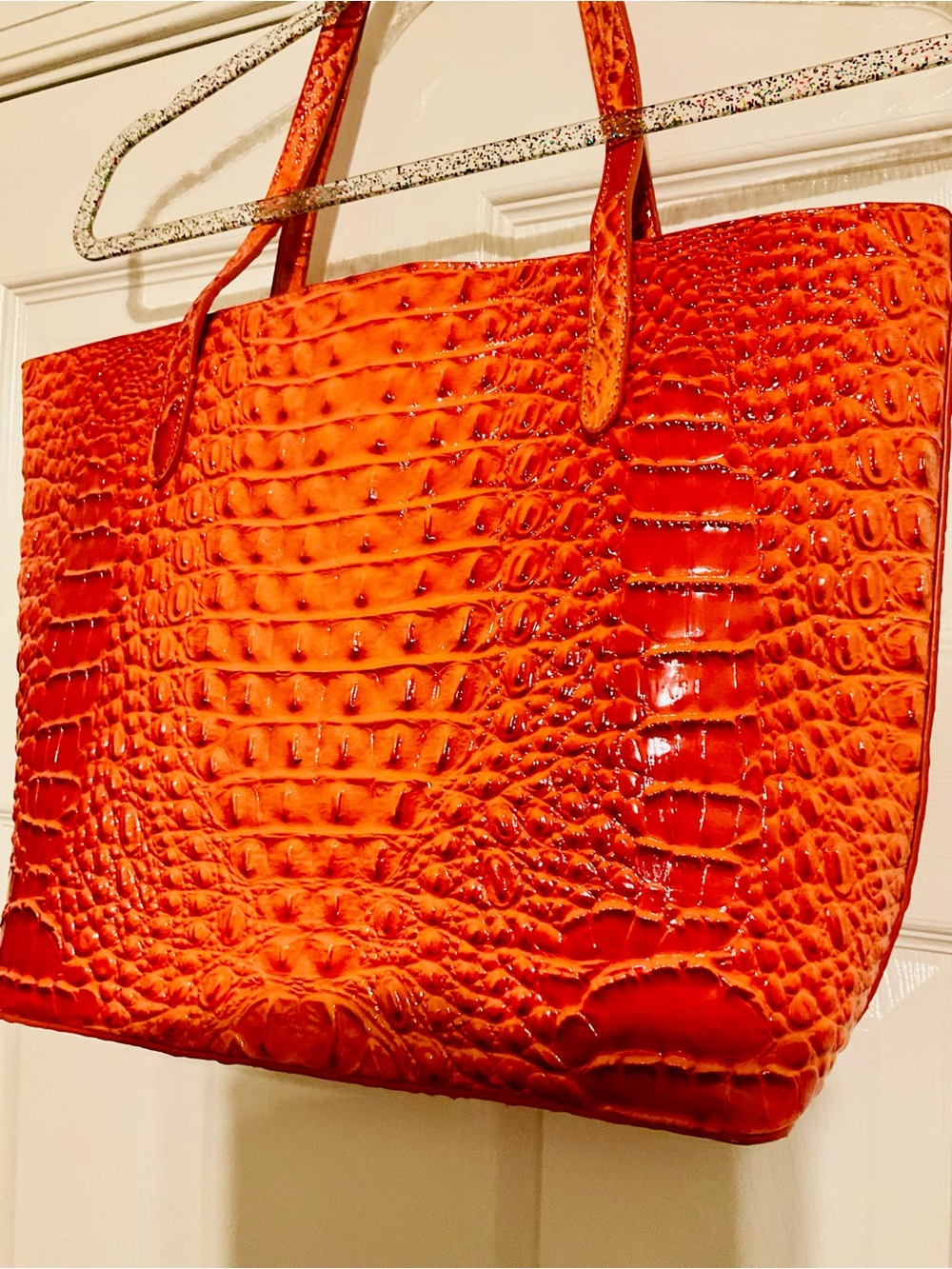 Orange Croc-Embossed Tote Bag - Women - Picture 3 of 12